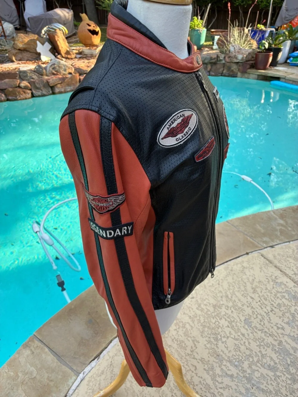 Genuine Harley-Davidson Black Rust Leather motorcycle riding Jacket exc cond L - Picture 4 of 16